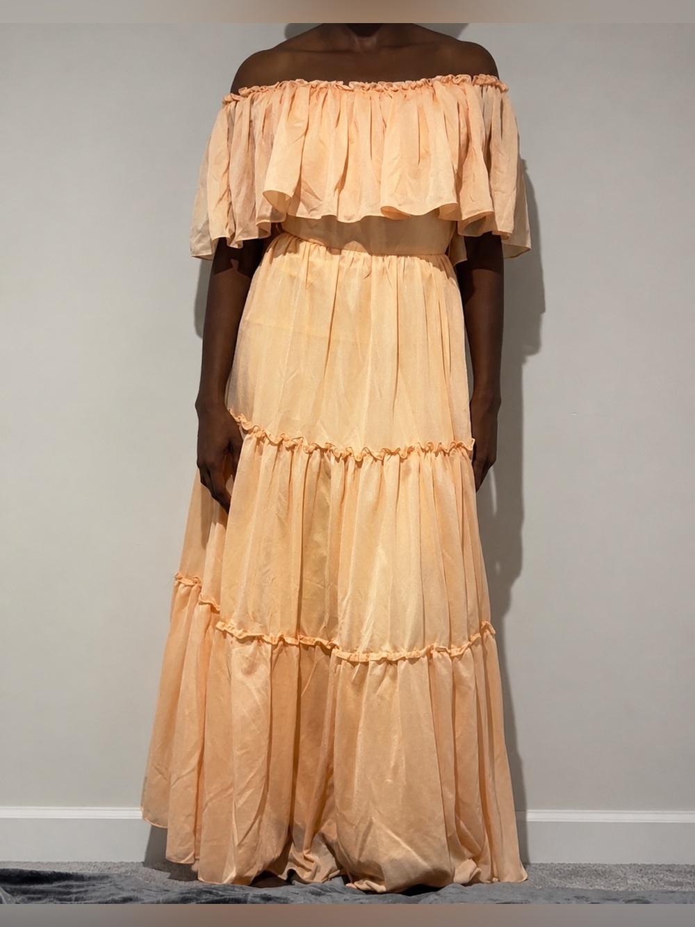 Women’s Summer Multi-Tiered Coral Peach Picnic Vacation Dress